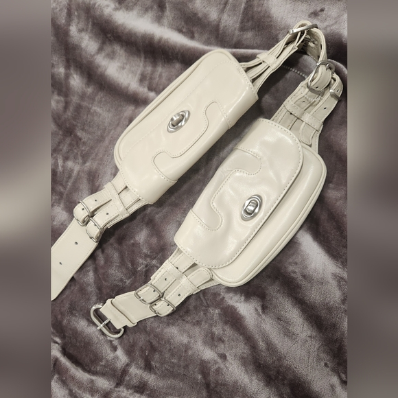 BVNDI Handbags - BVNDI Cream Leather Fanny Double Pack Bag